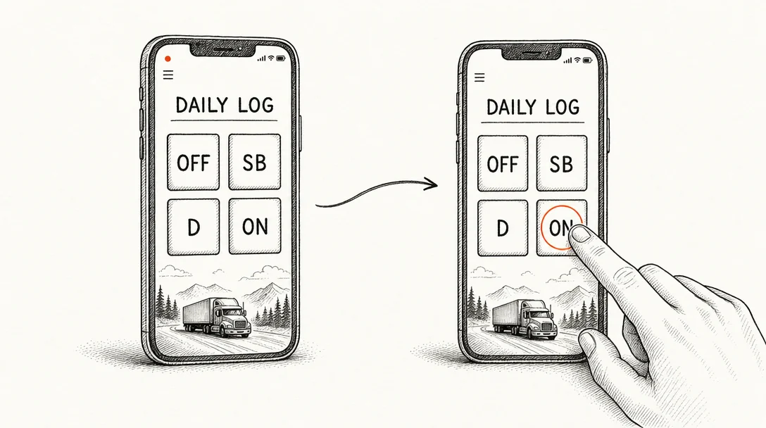 One phone recording an app walkthrough, an arrow flowing into a second phone where the same screen is a practice replica with the tap target ringed in orange.